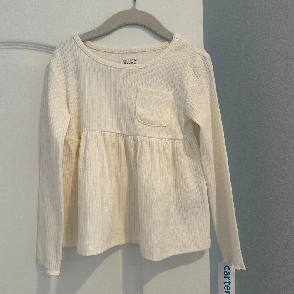 Carters Ivory Toddler Ribbed Long-Sleeve Peplum Top 5T